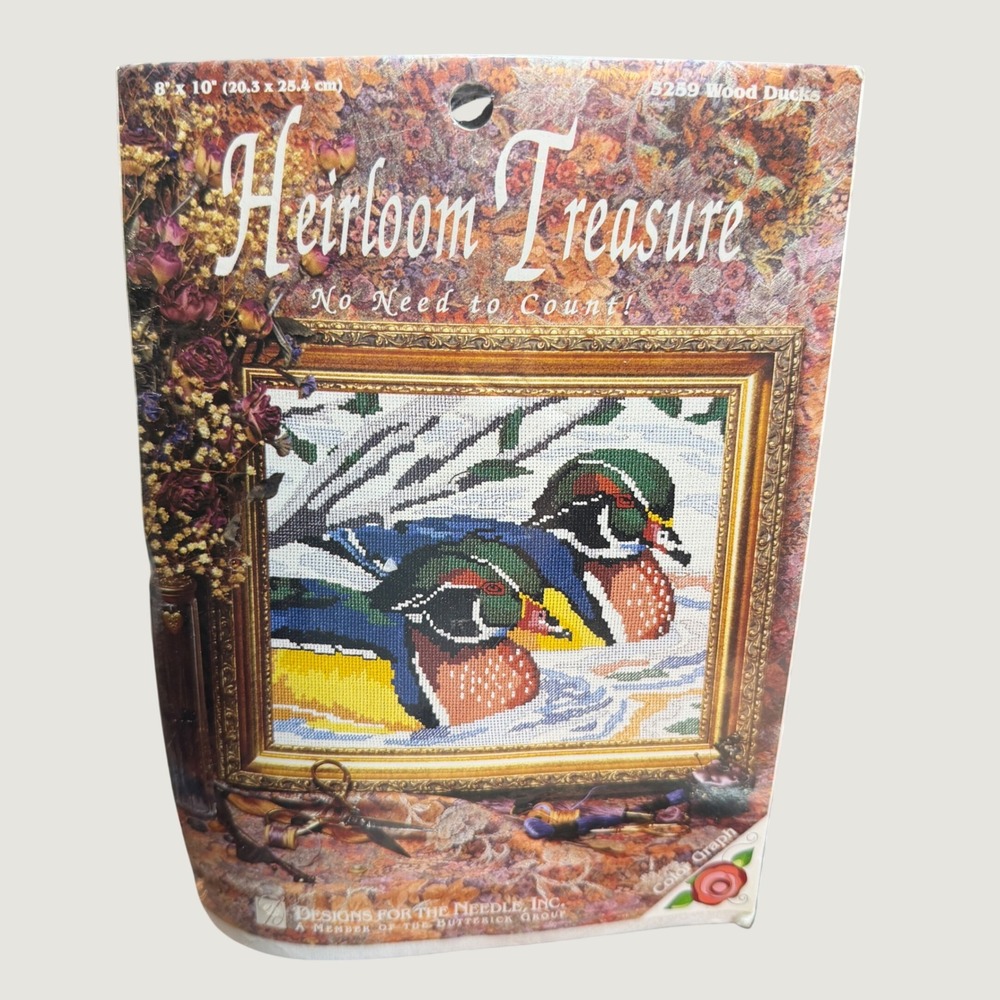 Vintage Heirloom Treasure Wood Ducks No Count Cross Stitch Kit 5269 8x10 New